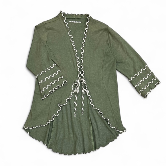 Laura Hlavac Olive Ruffled Cardigan Duster Size Small - Picture 11 of 13